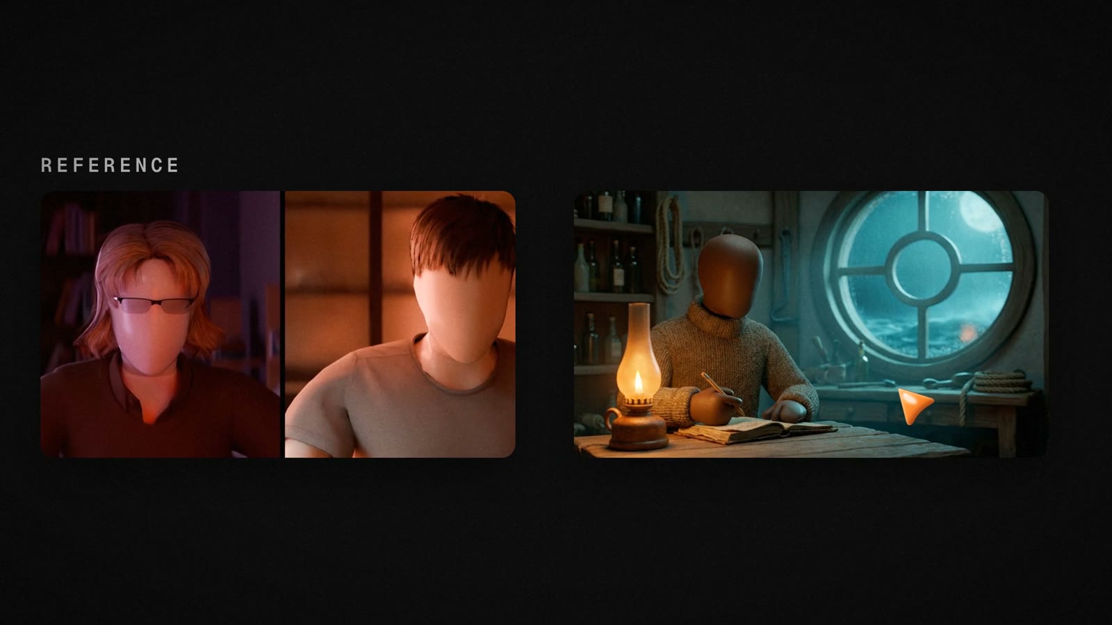 Style Match: a reference video on the left, the new video in the same style on the right